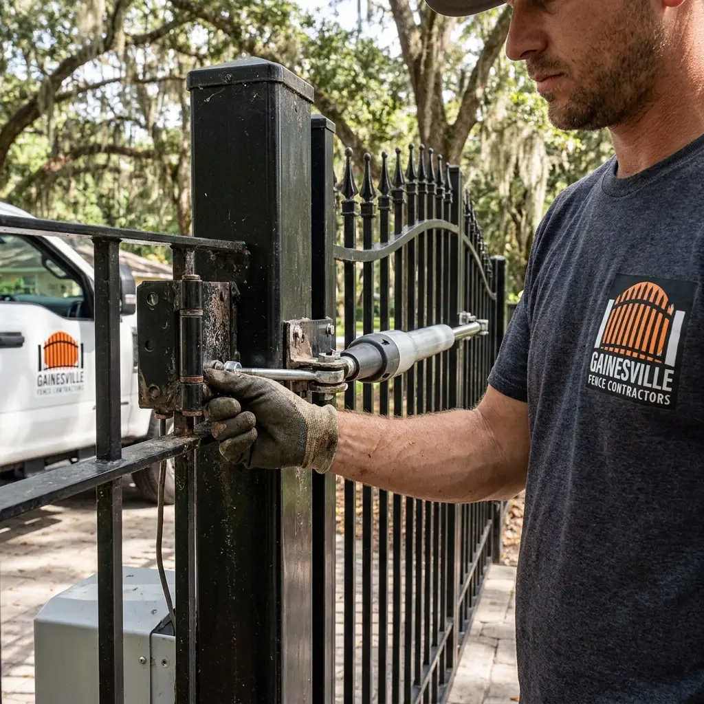 Automated driveway gate installed by Gainesville Fence Contractors