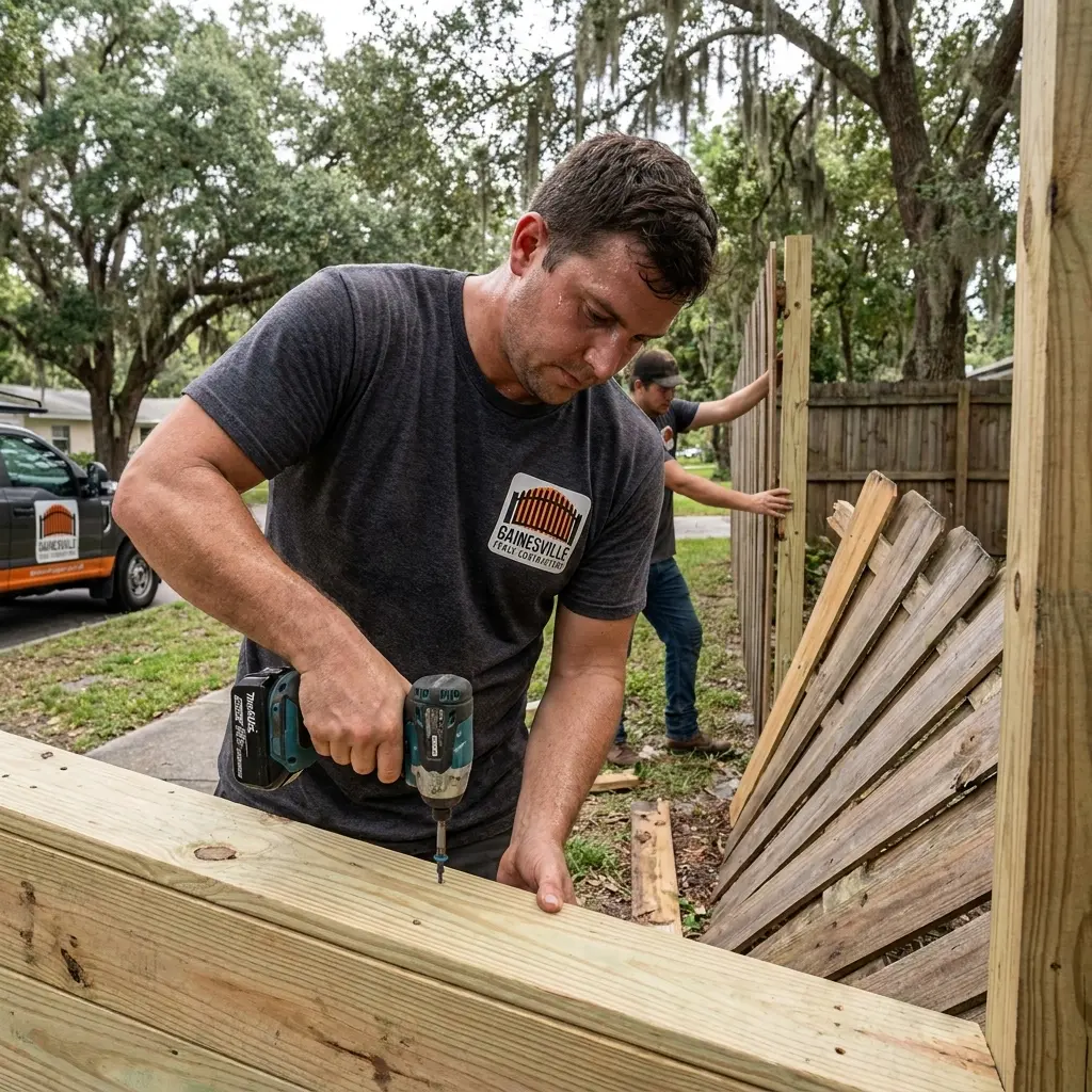Fence repair project in Gainesville
