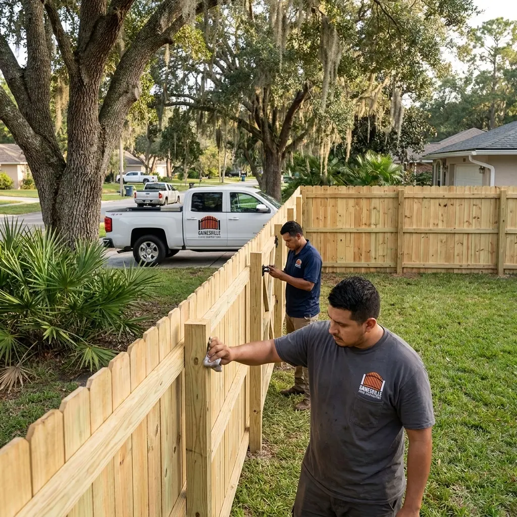 New wood privacy fence in Gainesville